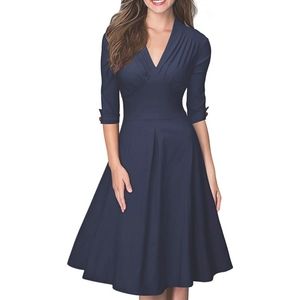 Navy A-Line Fit and Flare Dress